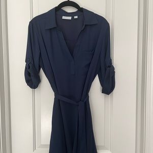 Navy Roll Sleeve Dress w/ Tie Waist, women’s size M,by New York & Co, like new.